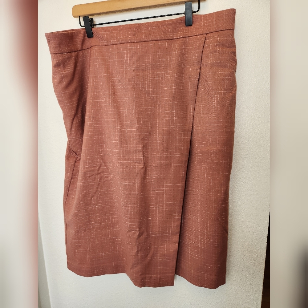Ann Taylor Dusty Rose Crosshatch Pattern Pencil Skirt with Wrap Design